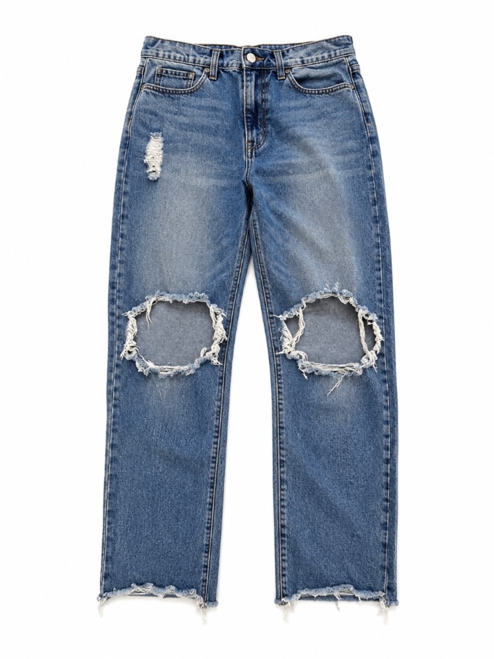 Momokrom Distressed Ripped Straight Leg Jeans US 12